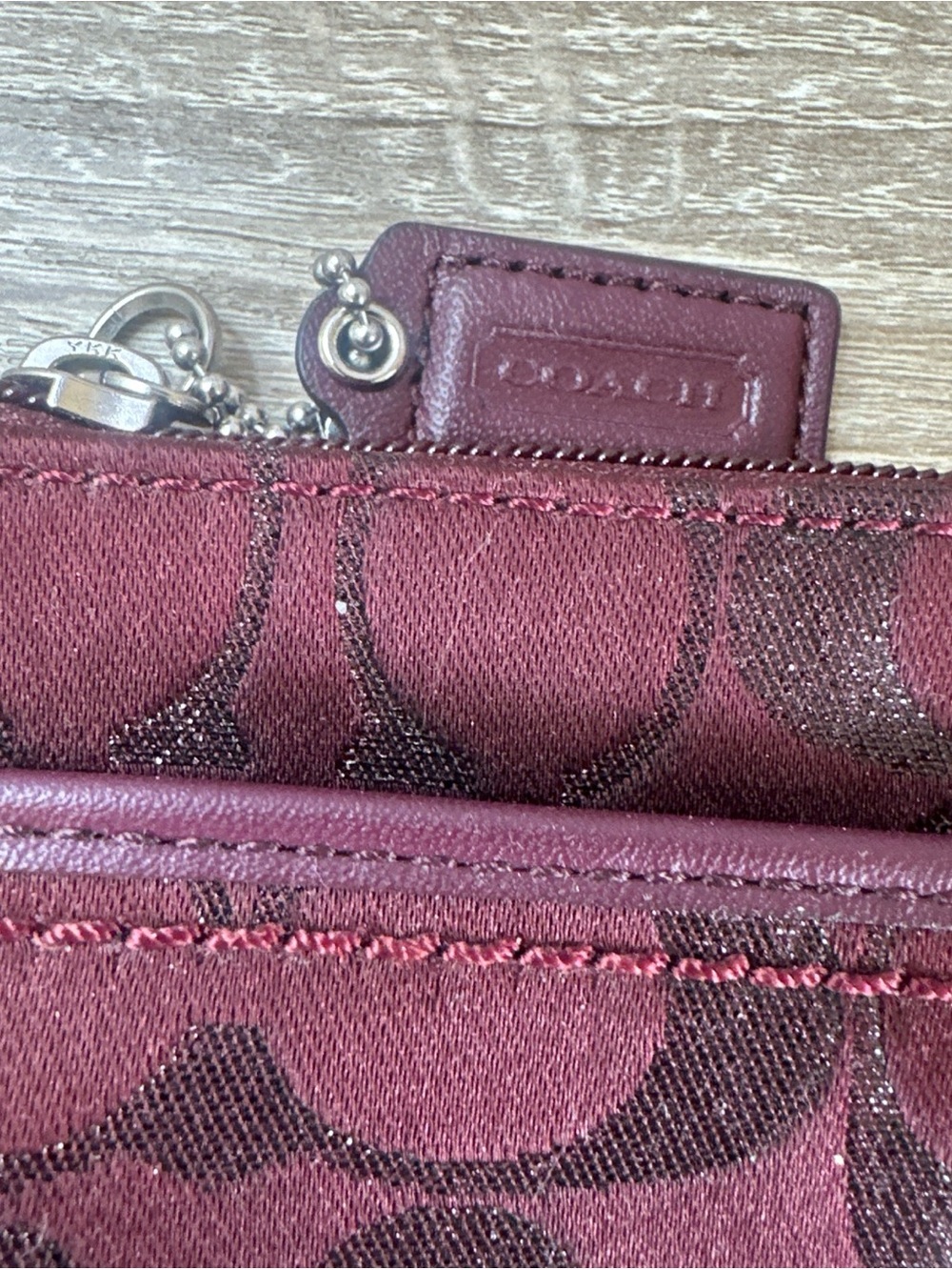 Coach Burgundy Signature Turnlock Wristlet - Picture 3 of 11